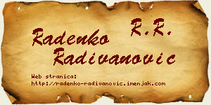 Radenko Radivanović vizit kartica